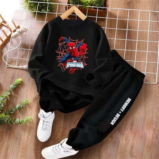 Boys 2-piece cartoon pattern Spider-Man long-sleeved sweatshirt suit