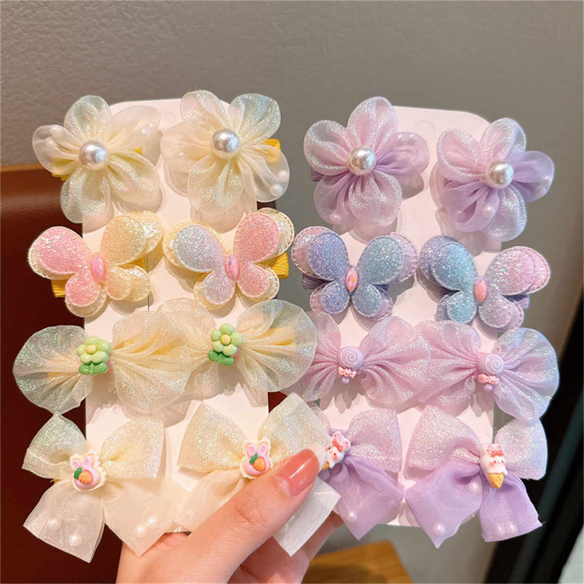 Children's bow hairpin princess super fairy yarn flower bangs clip does not hurt the hairpin