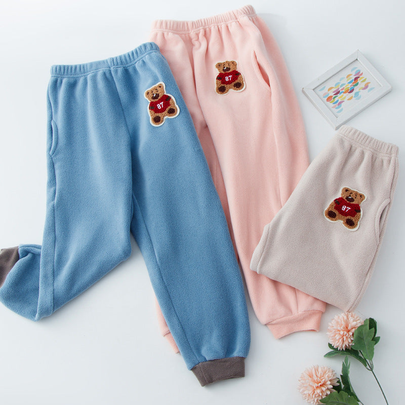 Children's autumn and winter sweatpants, fleece casual pants, outer wear for warmth