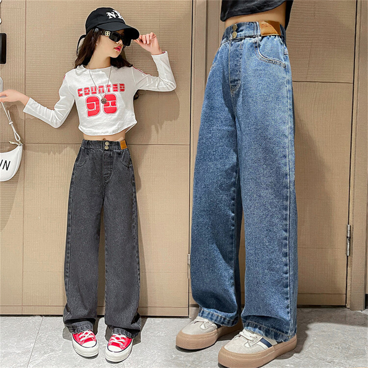 Girls' loose straight pants autumn style jeans