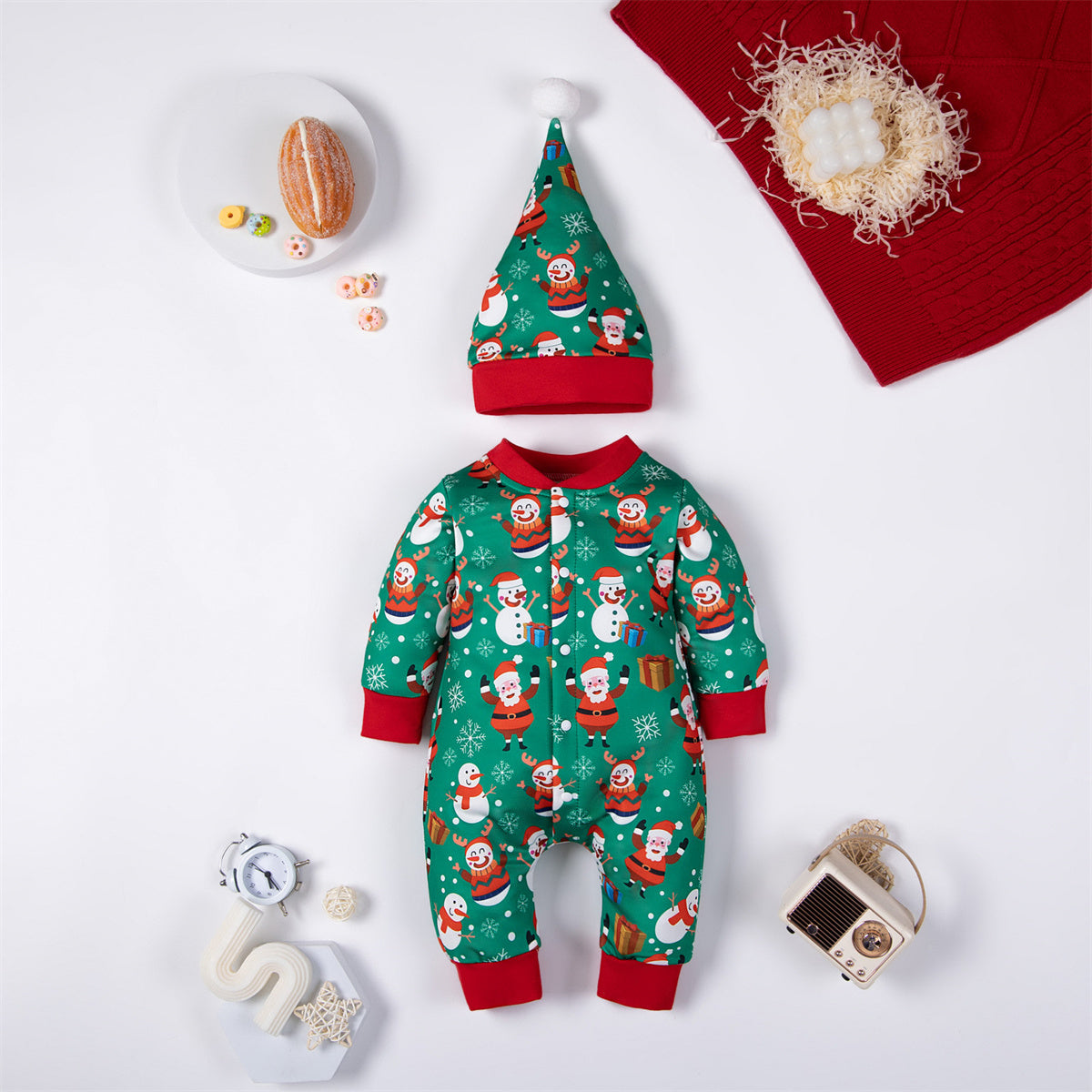 Baby and Toddler Christmas Long Sleeve Onesie and Hat