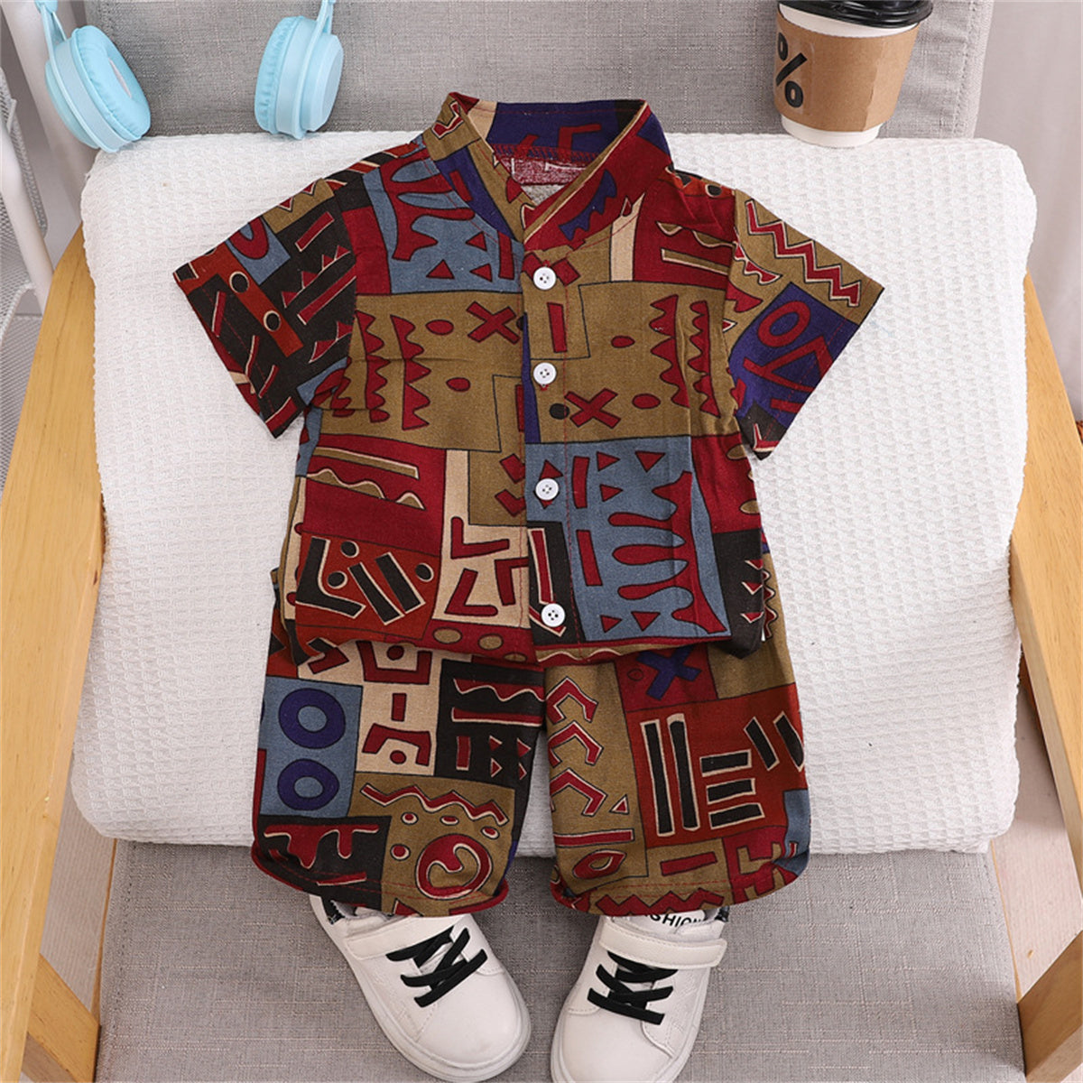 Boys Summer Floral Shirt Beach Vacation Short Sleeve Suit