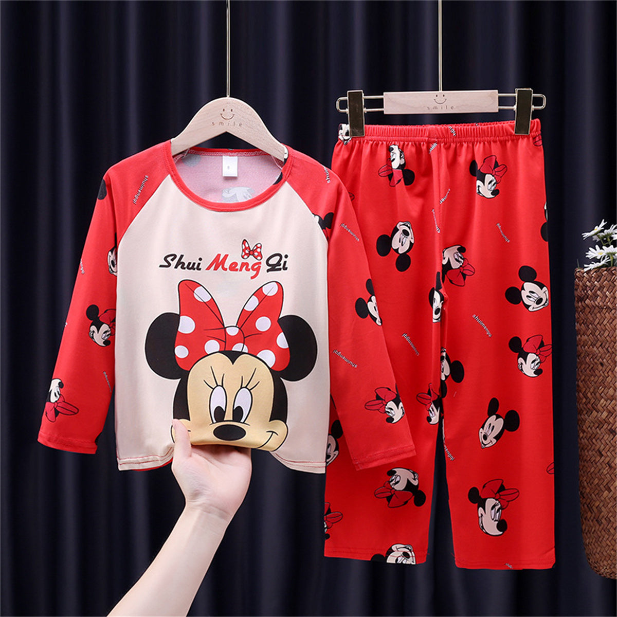 Long-sleeved air-conditioning clothing cartoon pajamas spring and autumn boys and girls home clothes autumn clothes autumn trousers suit