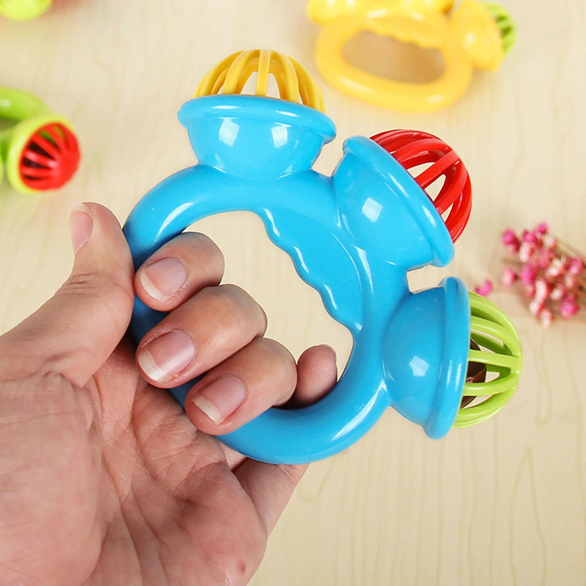 Baby soothing rattle hand bell