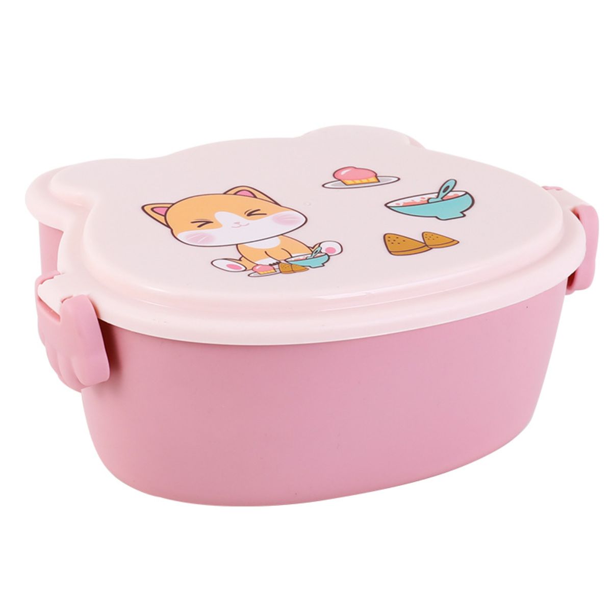 Cute cat double layer cartoon lunch box heatable lunch box