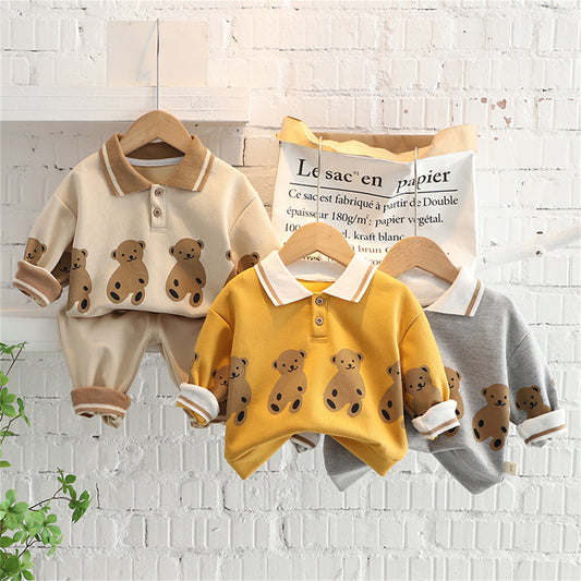 Children's suit sweater two-piece cartoon lapel suit