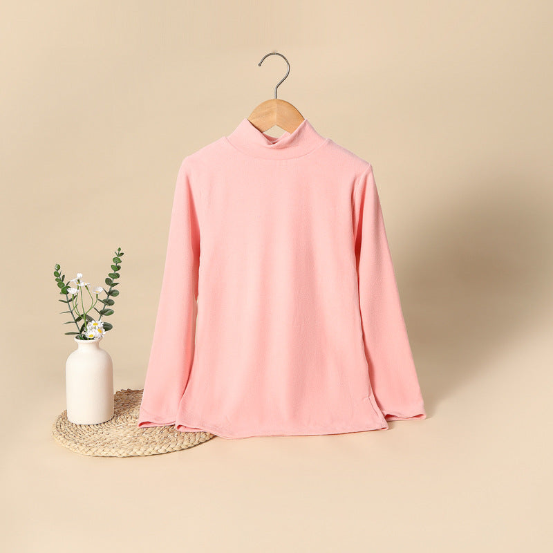 Children's simple cashmere solid color inner long-sleeved T-shirt top