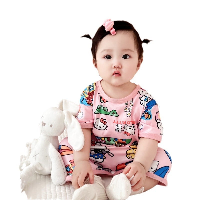 Summer cartoon children baby one-piece pajamas home clothes