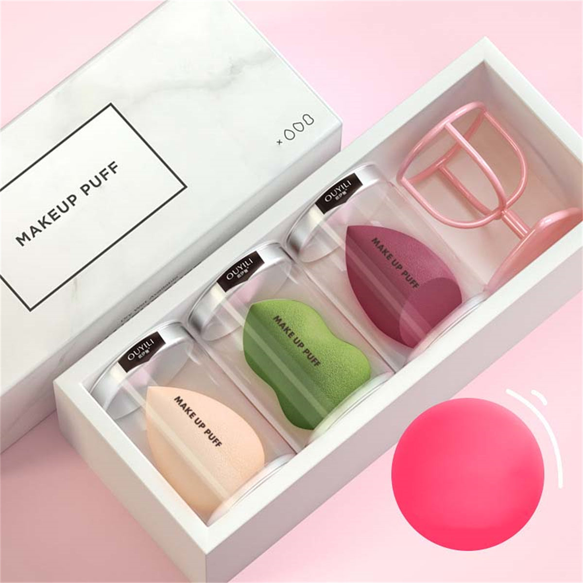 Gourd-shaped powder puff 3-piece set makeup sponge wet and dry dual-use beauty egg