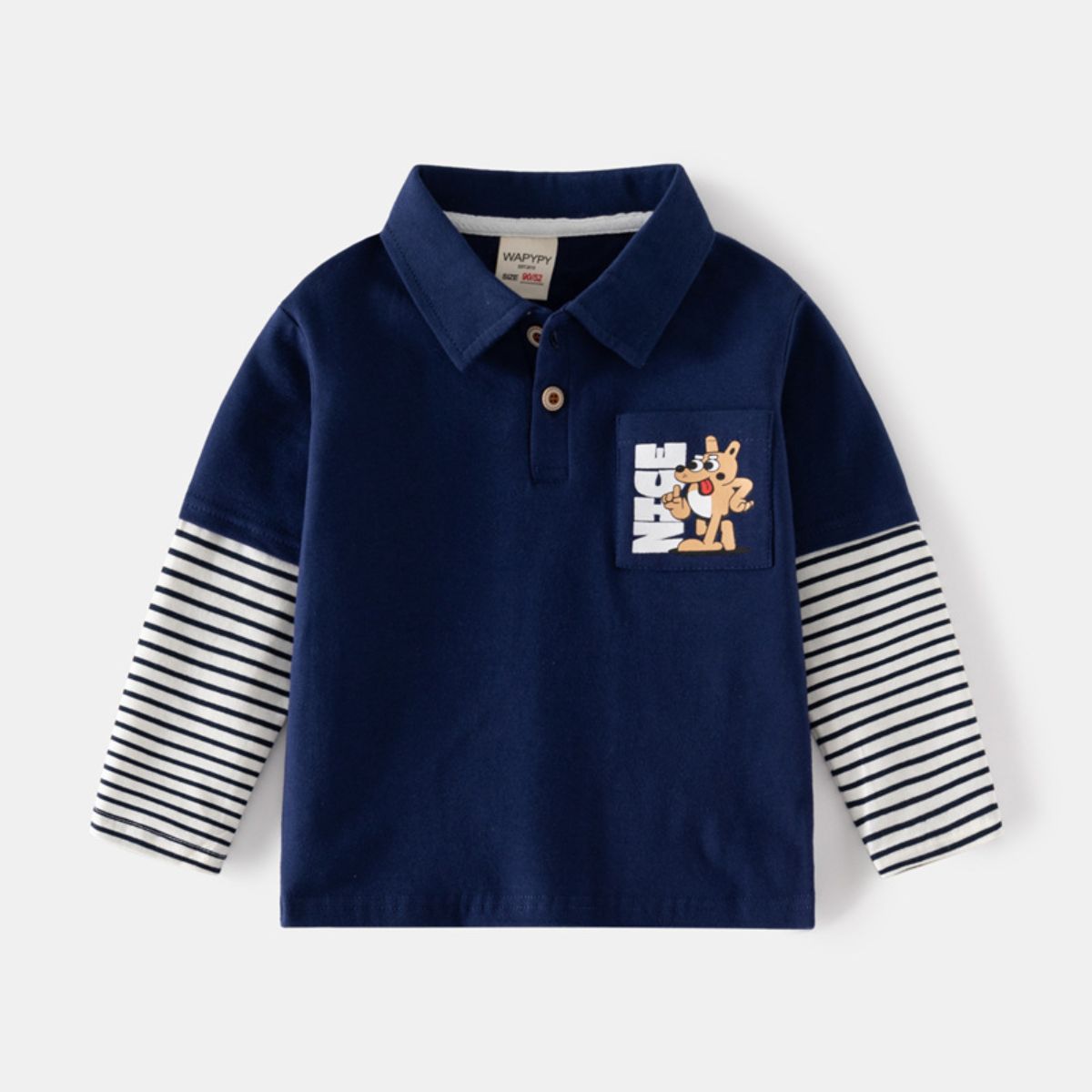 New autumn boys' fake two-piece polo neck T-shirt