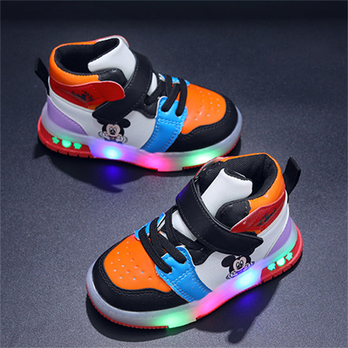 Children's Mickey and Minnie cartoon pattern luminous sneakers