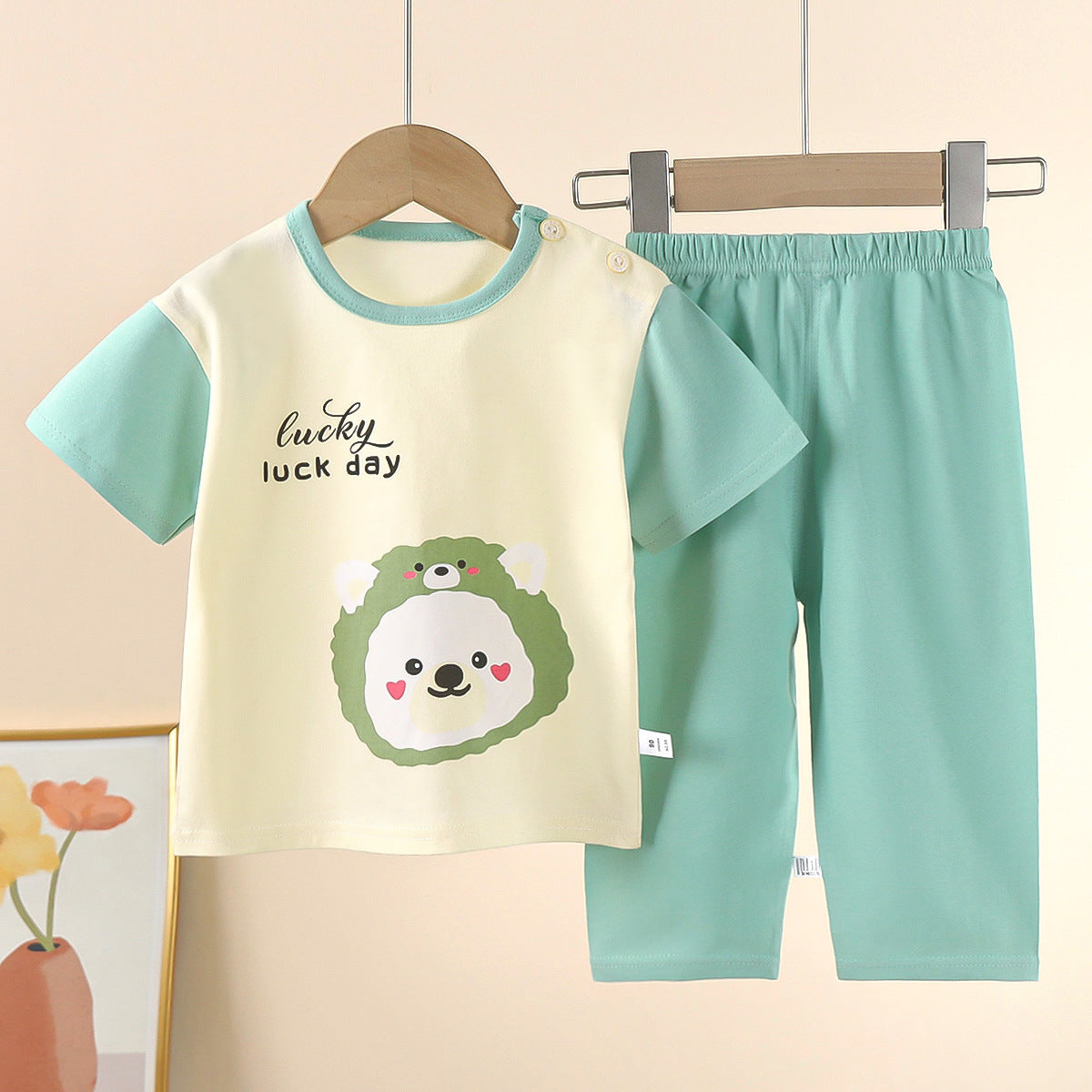 Children's short-sleeved suit pure cotton summer baby T-shirt boy pajamas summer children's clothing