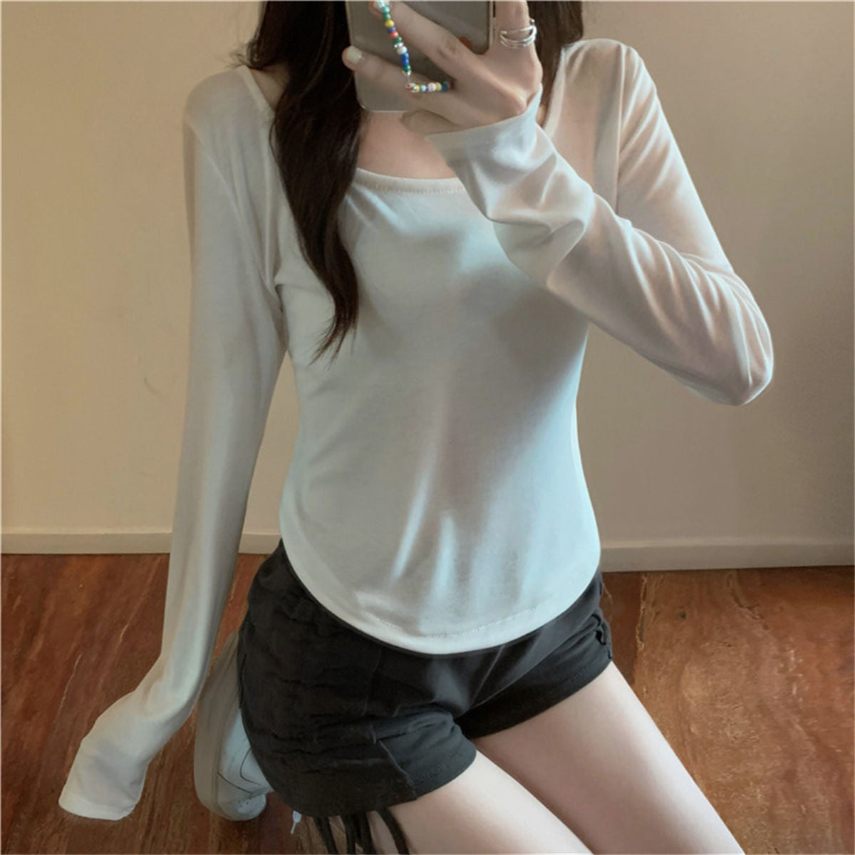 Long Sleeve T-Shirt Women's Slim Fit School Top