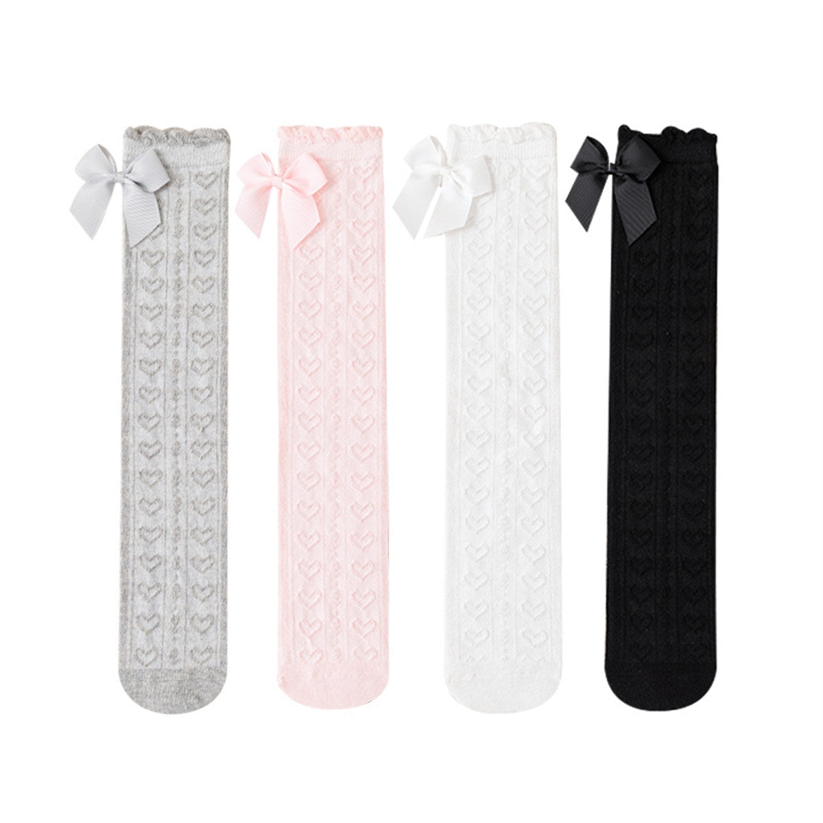 Children's princess style spring and autumn thin breathable love style three-dimensional bow knee-high socks