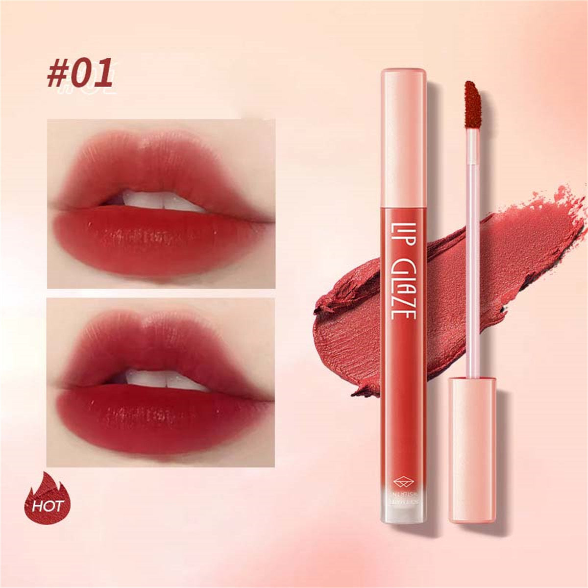 Matte velvet lip glaze with soft mist and watery texture that shows lip color and is not easy to fade