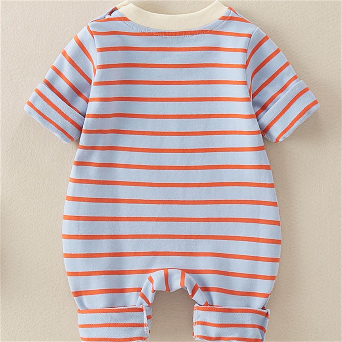 Autumn newborn pure cotton single layer comfortable cartoon striped romper