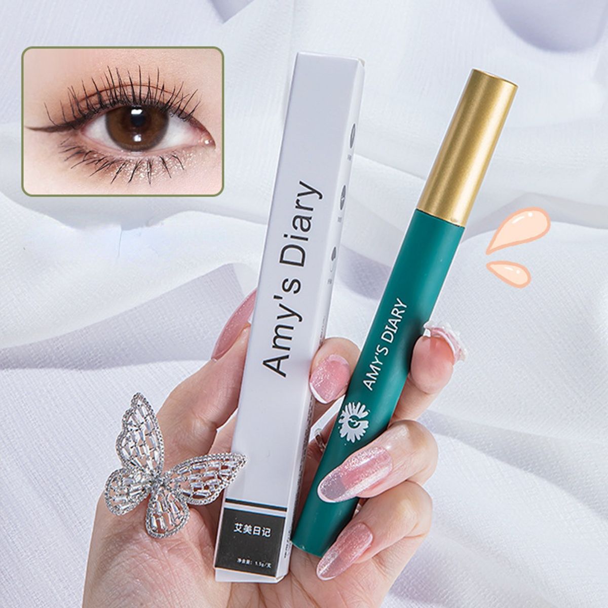 Waterproof and sweat-proof mascara with long curling and thickening brush