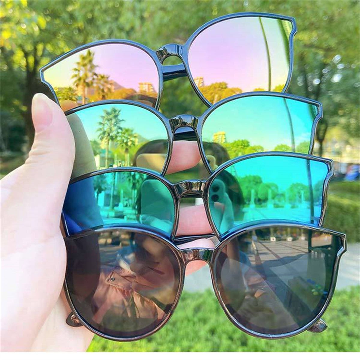 Children's daily simple colorful cool style anti-ultraviolet sunglasses