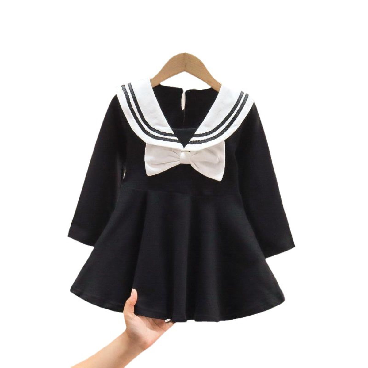 Autumn girls navy style princess dress