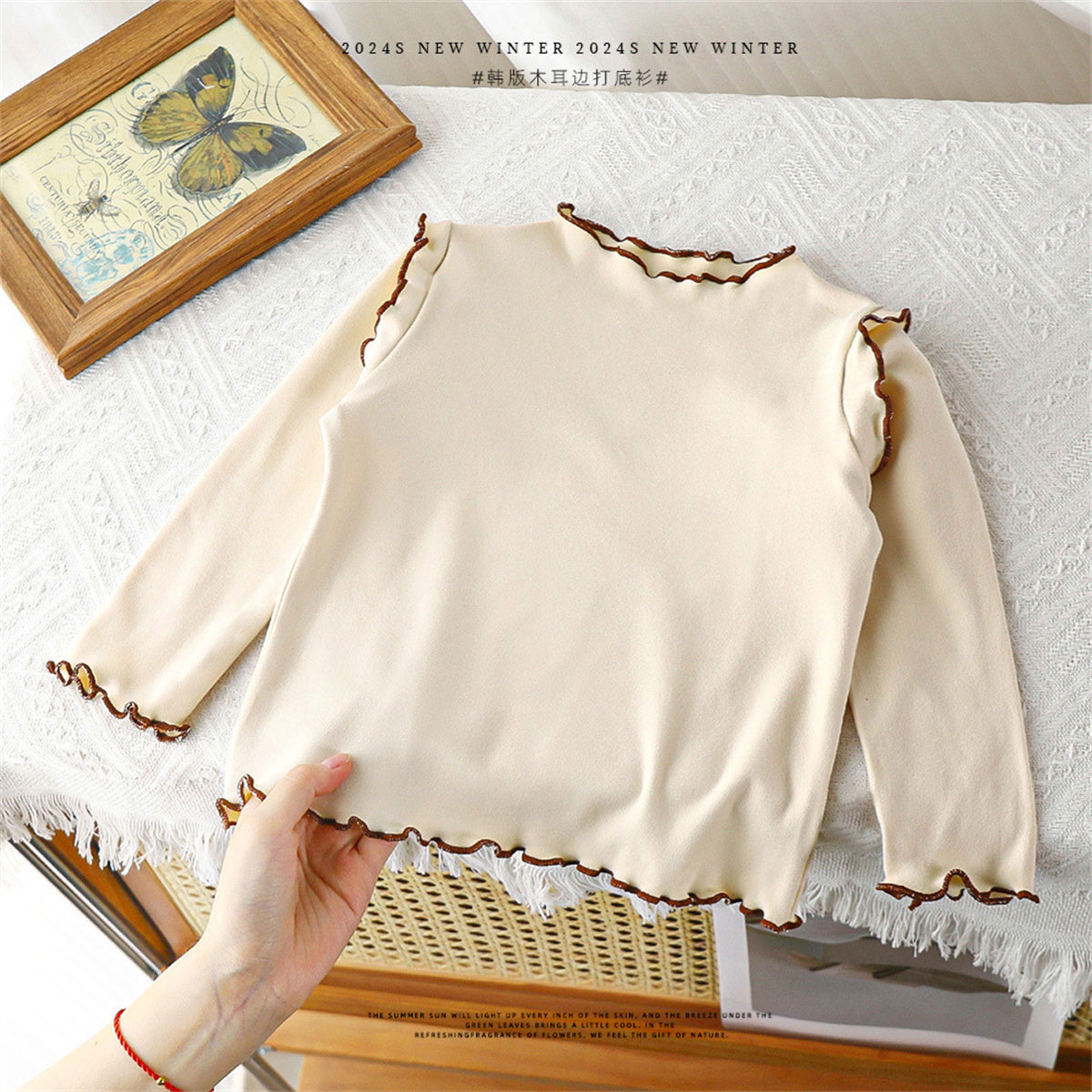 Autumn and winter long-sleeved T-shirt sweet German velvet lace bottoming shirt top