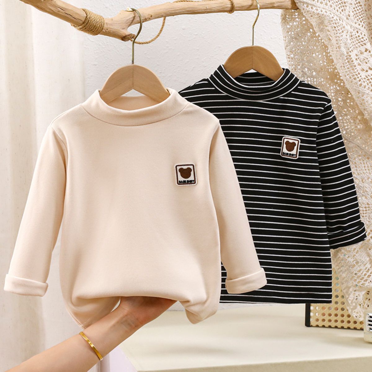 children's new autumn and winter fleece bottoming shirt