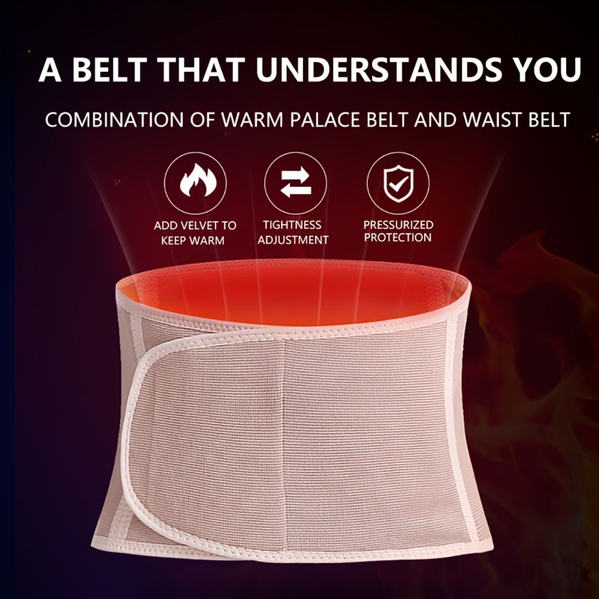 Warm heating knitted fleece waist belt