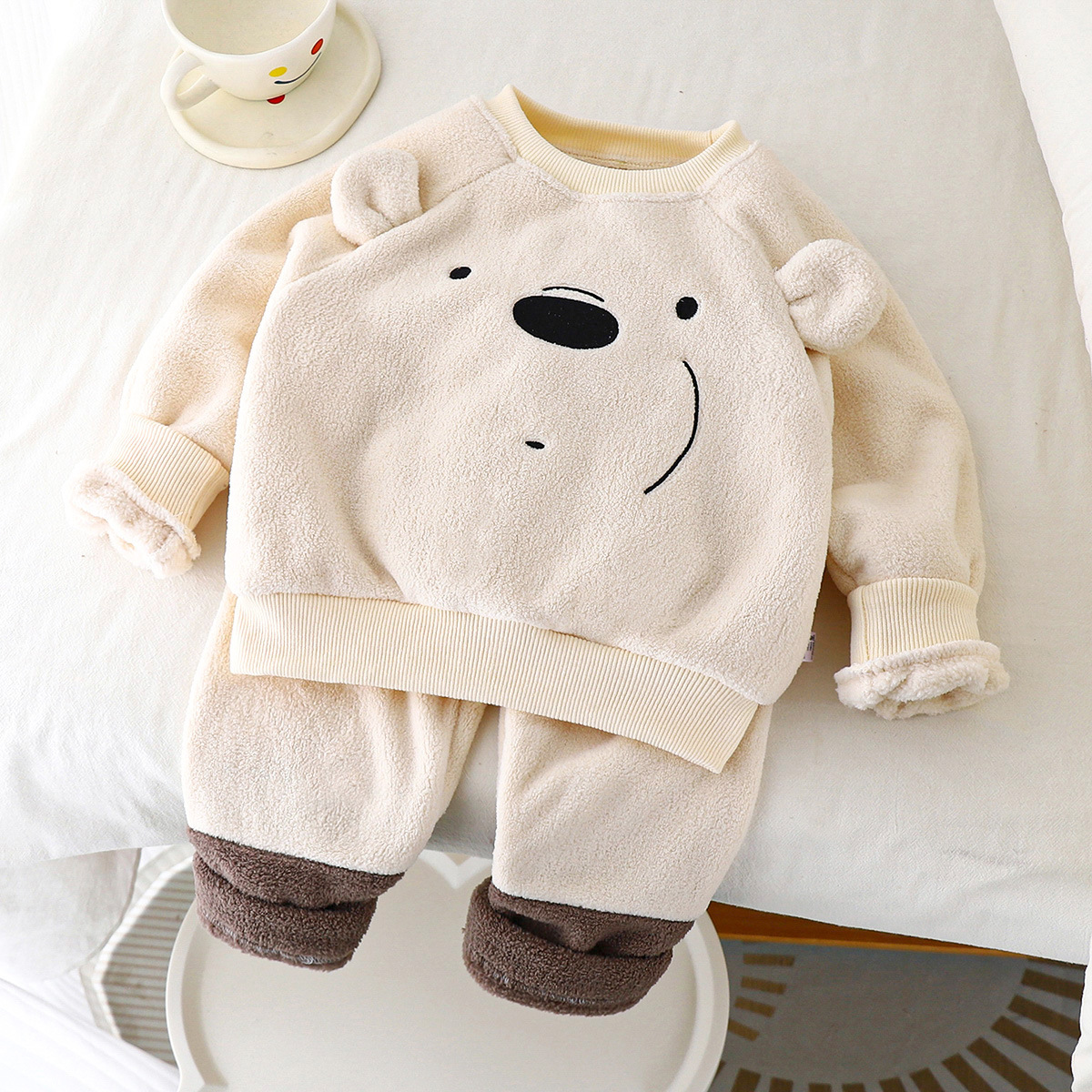 Children's velvet suit thick baby warm pajamas