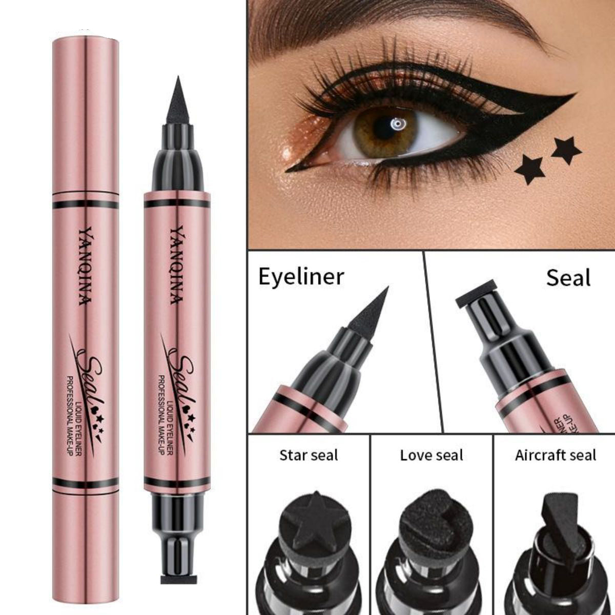 Double-headed stamp eyeliner waterproof non-smudge wing embellishment stamp eyeliner beauty makeup