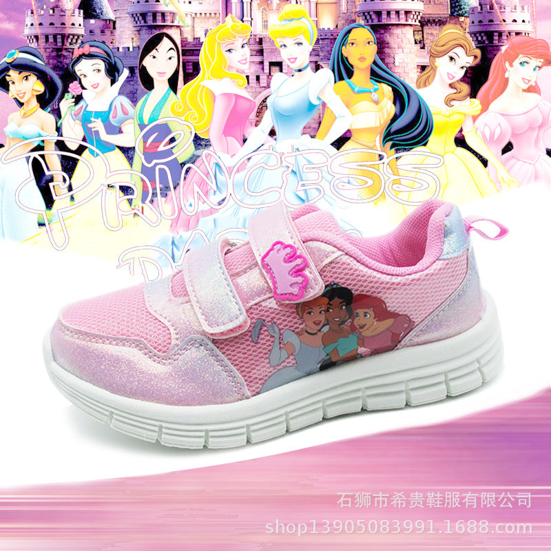 Disney Princess Style Cartoon Sneakers for Girls and Kids in Autumn