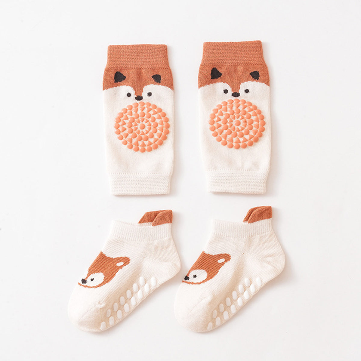 Children's cartoon animal dotted anti-slip knee socks set