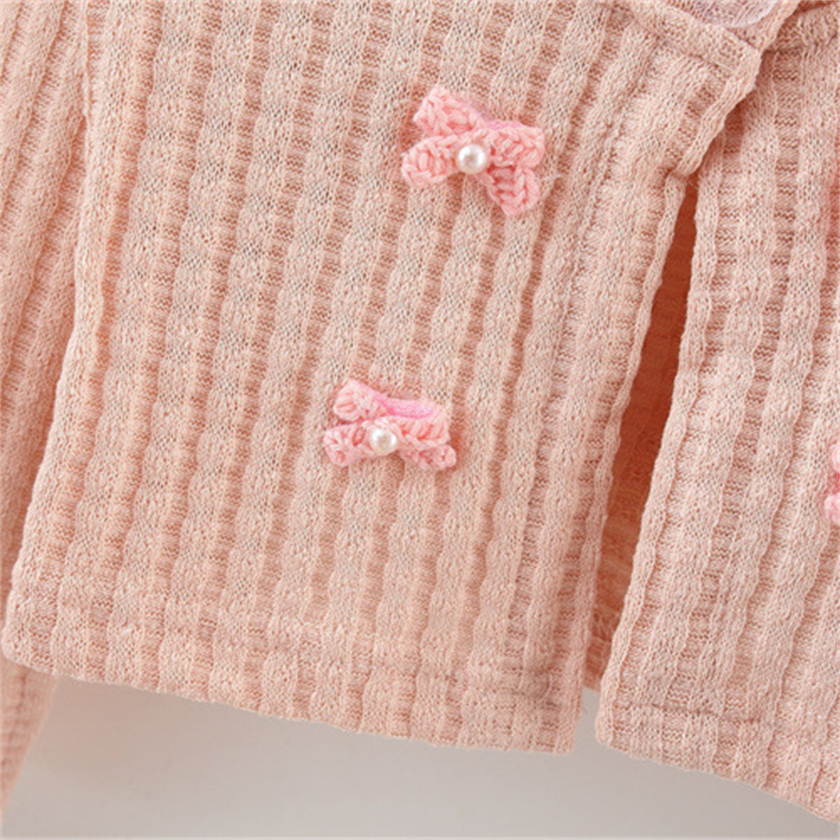 Girls Spring and Autumn Knitted Cardigan + Rose Bud Princess Skirt Two-piece Set