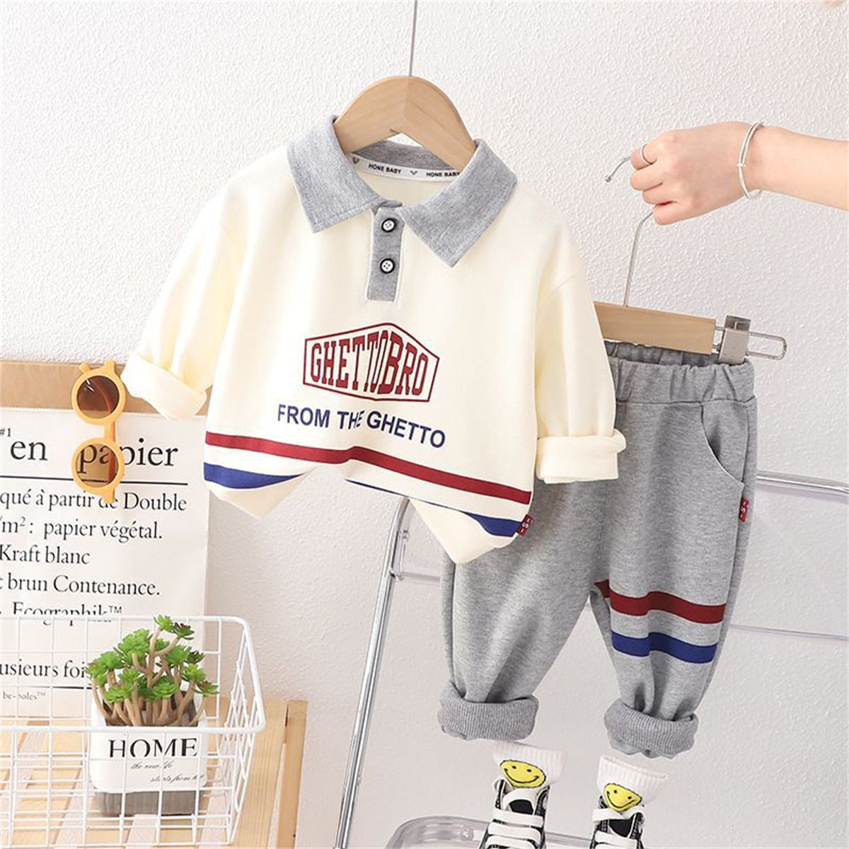 Spring and autumn boys' versatile two-piece sweatshirt