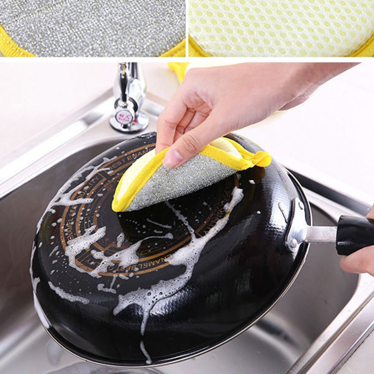 Round kitchen sponge dishwashing scouring pad 12 pieces