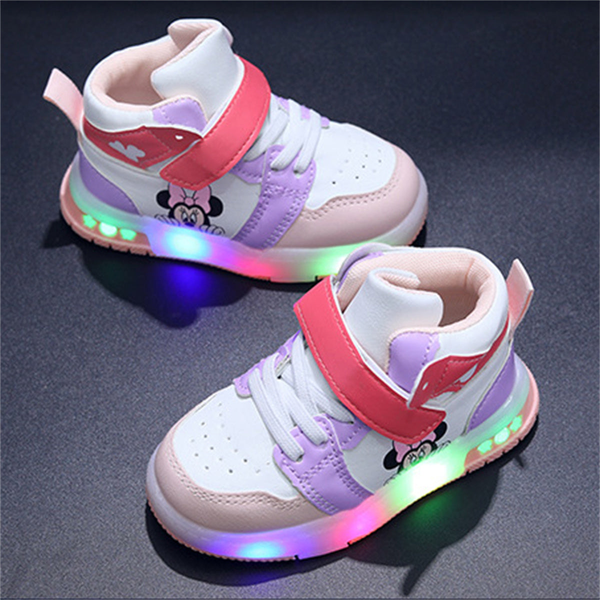 Children's Mickey and Minnie cartoon pattern luminous sneakers