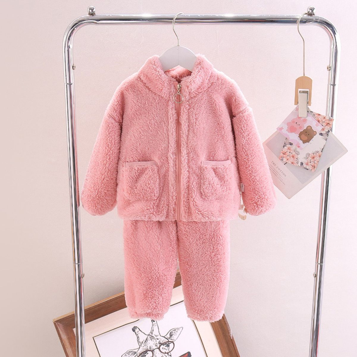 Autumn and winter boys and girls fleece home wear suits