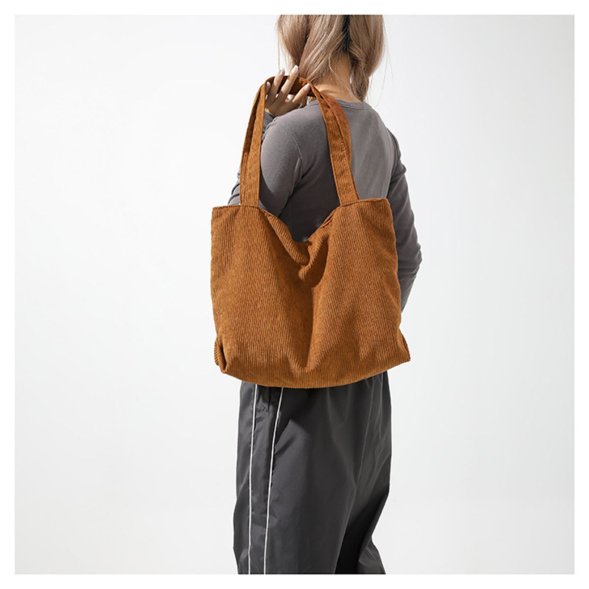 Corduroy Tote Bag Simple Retro Shoulder Bag