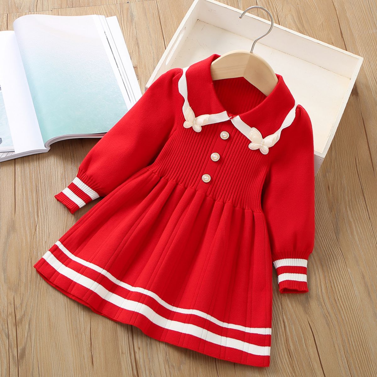 Girls sweater dress autumn and winter new style girls knitted fashionable sweet princess dress