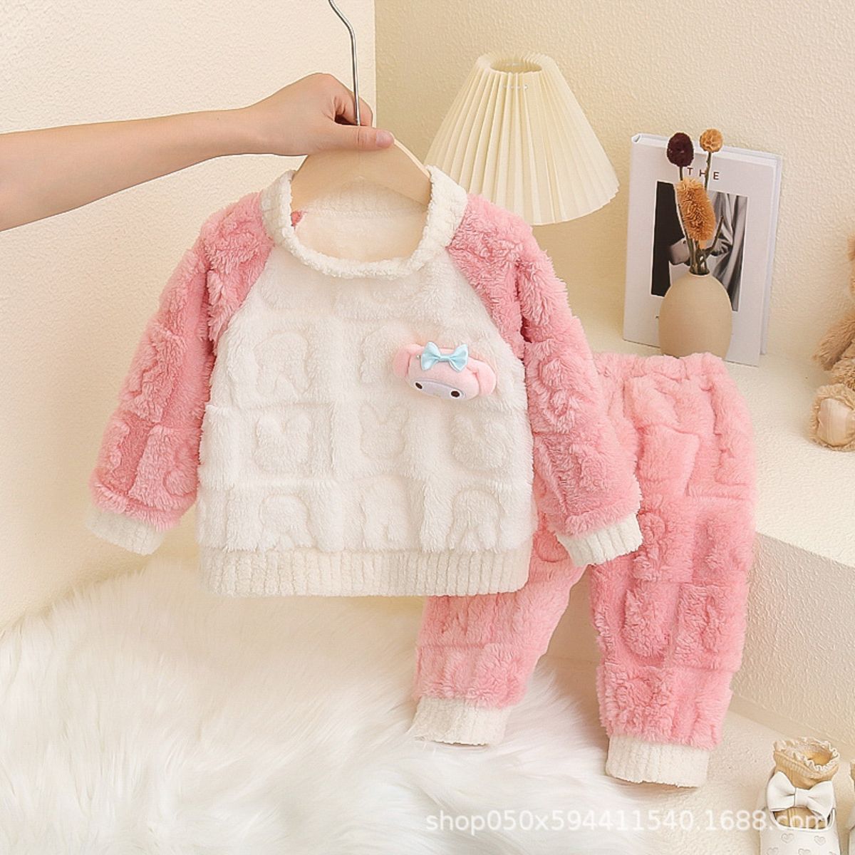 Candy Color Girls Winter Pajamas Flannel Set