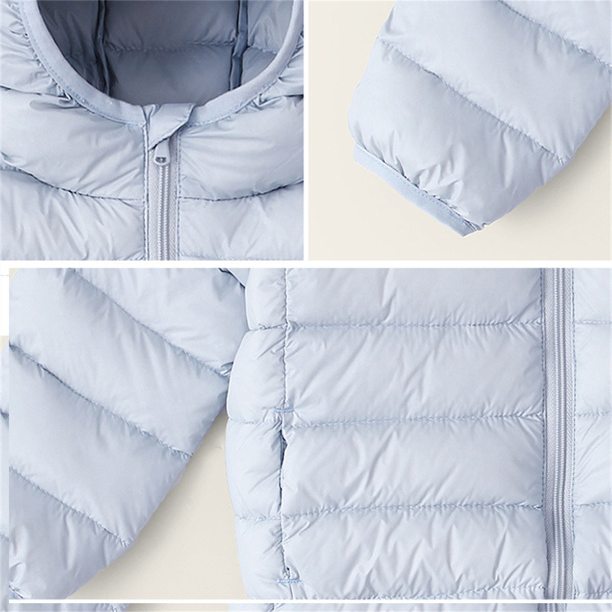 Winter simple solid color thin hooded short down jacket for boys and girls