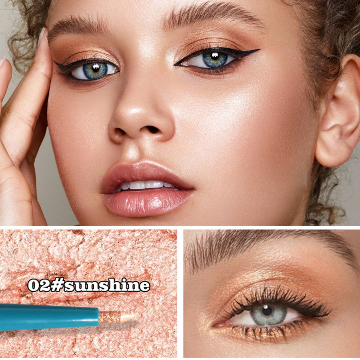 Eyeshadow stick for eye bags with pearlescent glitter and non-smudge makeup