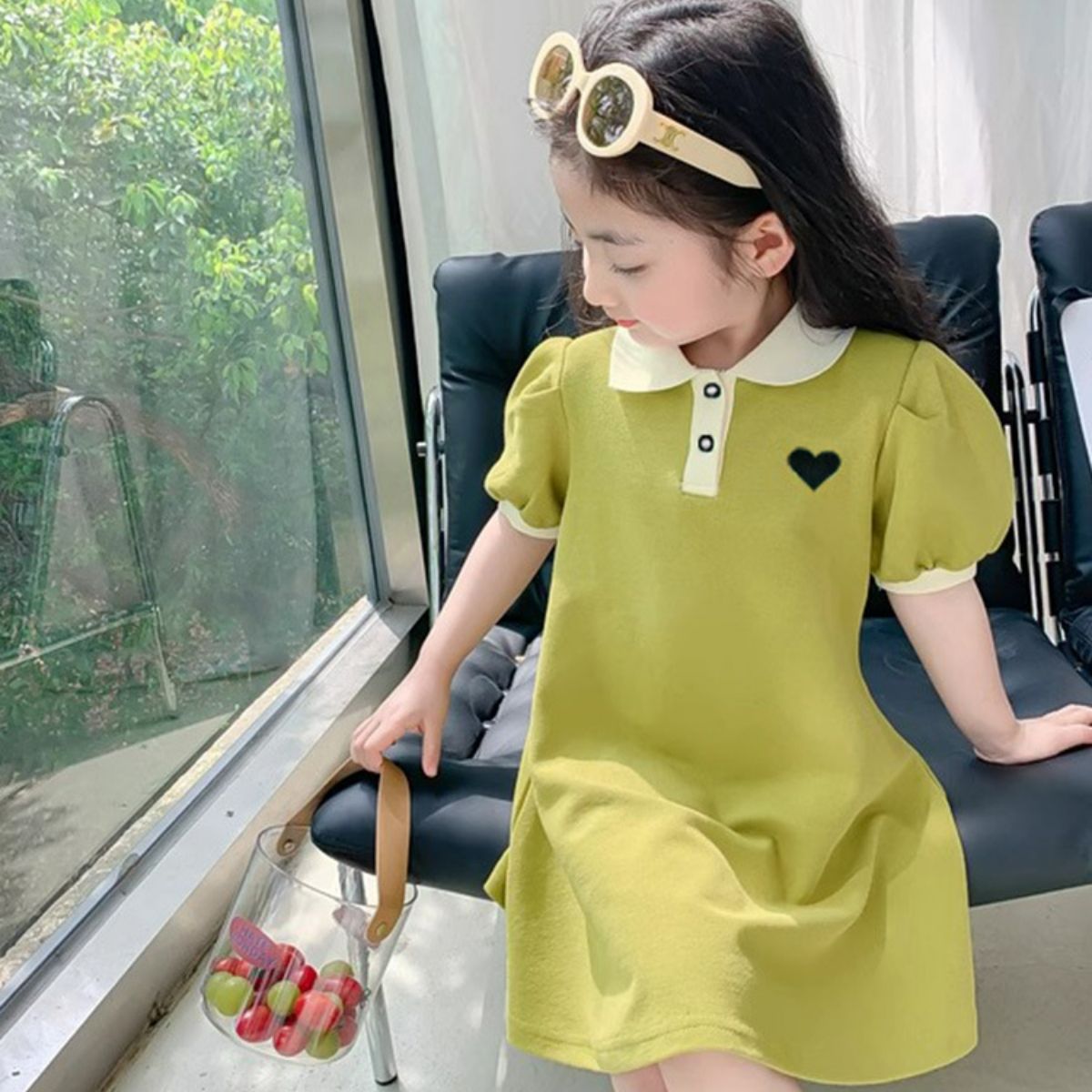 Girls Princess Dress Summer Dress POLO Dress Children's Puff Sleeve Dress Thin Princess Dress