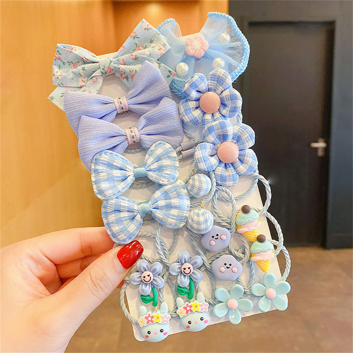 Children's 18-piece set of flower cartoon pattern hairpins